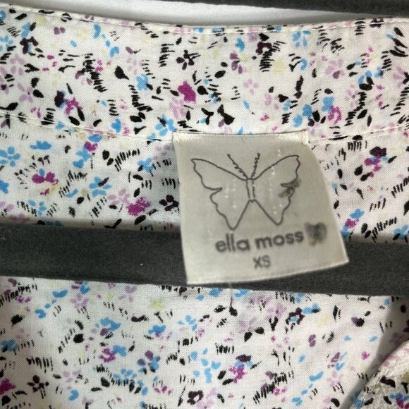 Ella Moss Long Sleeve Half Button Front Floral Blouse Breast Pockets White XS - Picture 5 of 10